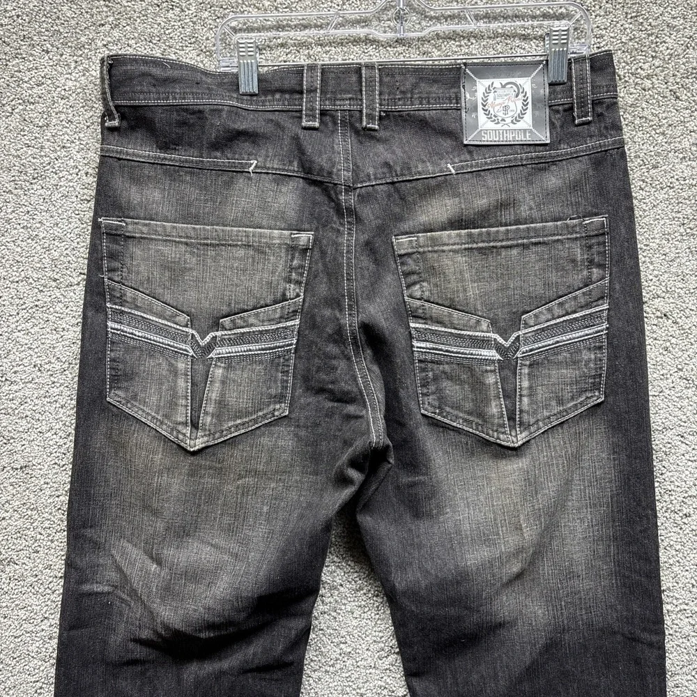 Vintage Southpole Jeans Mens 38x32 Black Denim Y2K Baggy Wide Leg Streetwear EUC